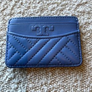 Tory Burch Fleming Quilted Card Case in Cornflower blue